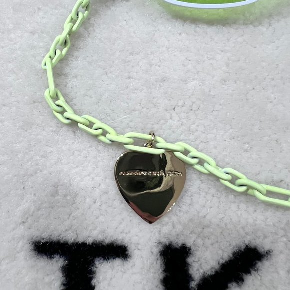 Alessandra Rich Linda Farrow Heart White Chain Pale Green Rectangular Sunglasses - Picture 2 of 10